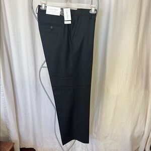 Calvin Klein Black Dress Pants Straight-Leg  Thompson flat front relaxed 32/30